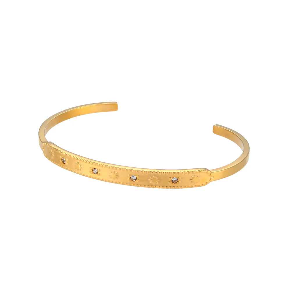 18K Gold Plated Star Cuff Bangle Bracelets