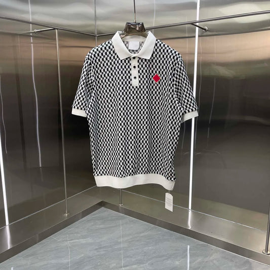 2026 High Quality Casinoblank Red Sign Embroidery Women Men Turn Down Collar T shirts tees Loose Fit Men Summer Knitted T shirt