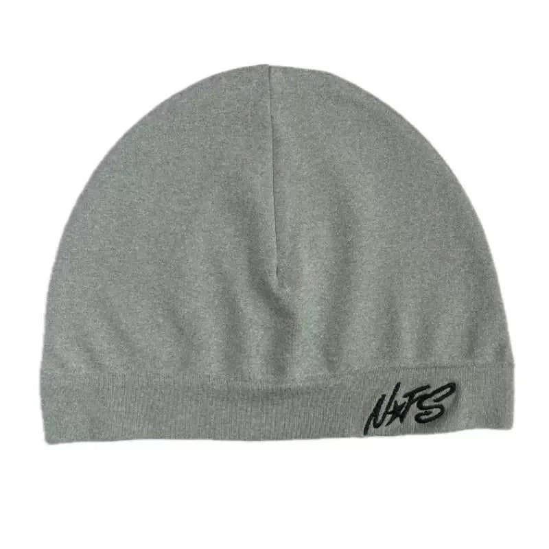 Embroidered Skull Cap Thin Knit Beanie Soft Breathable Stretch Lightweight Hat for Men Women Streetwear Outdoor Sports Hiking