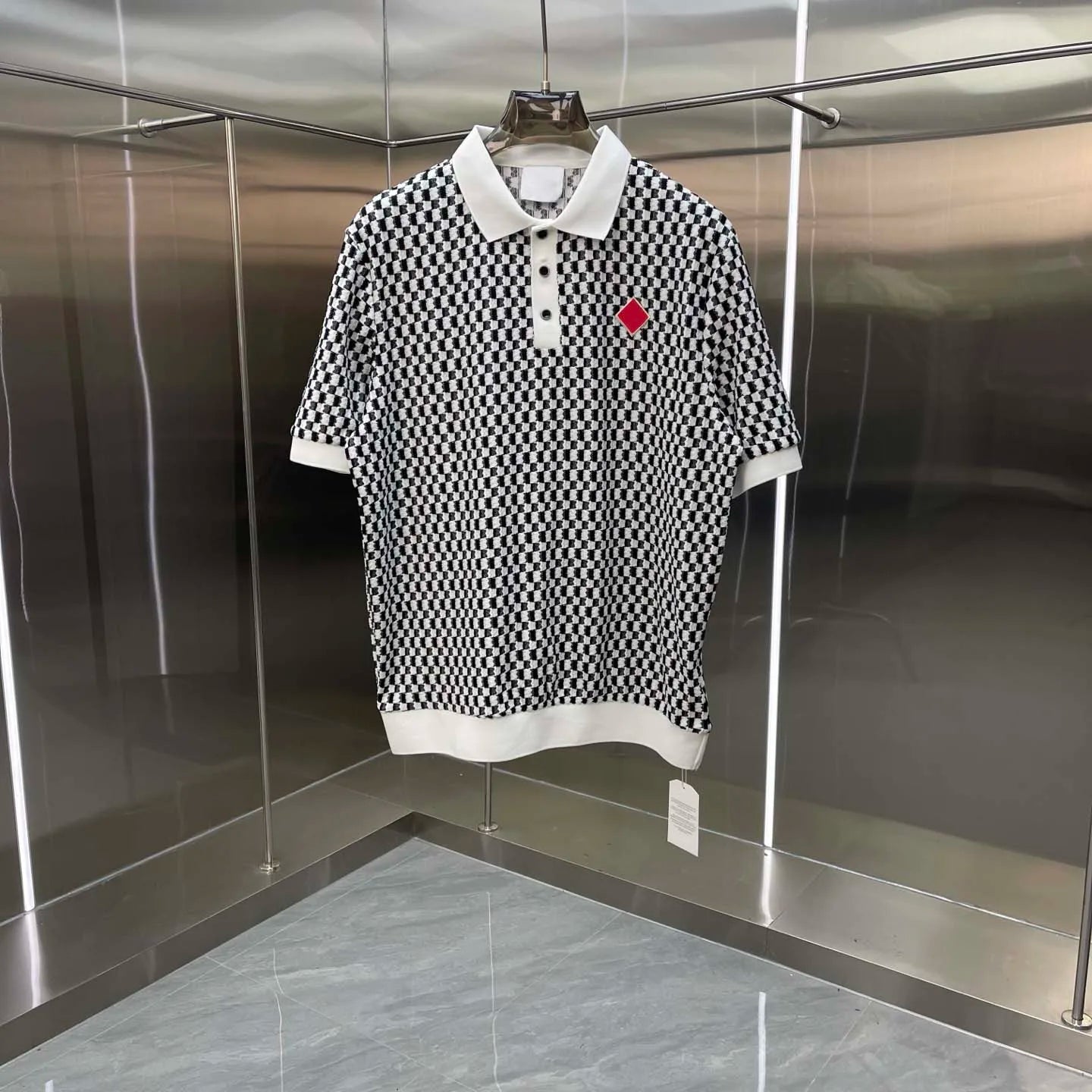 2026 High Quality Casinoblank Red Sign Embroidery Women Men Turn Down Collar T shirts tees Loose Fit Men Summer Knitted T shirt