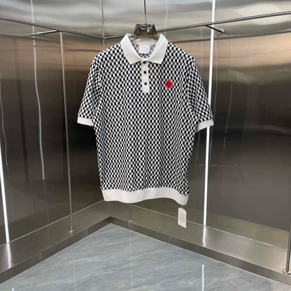 2026 High Quality Casinoblank Red Sign Embroidery Women Men Turn Down Collar T shirts tees Loose Fit Men Summer Knitted T shirt
