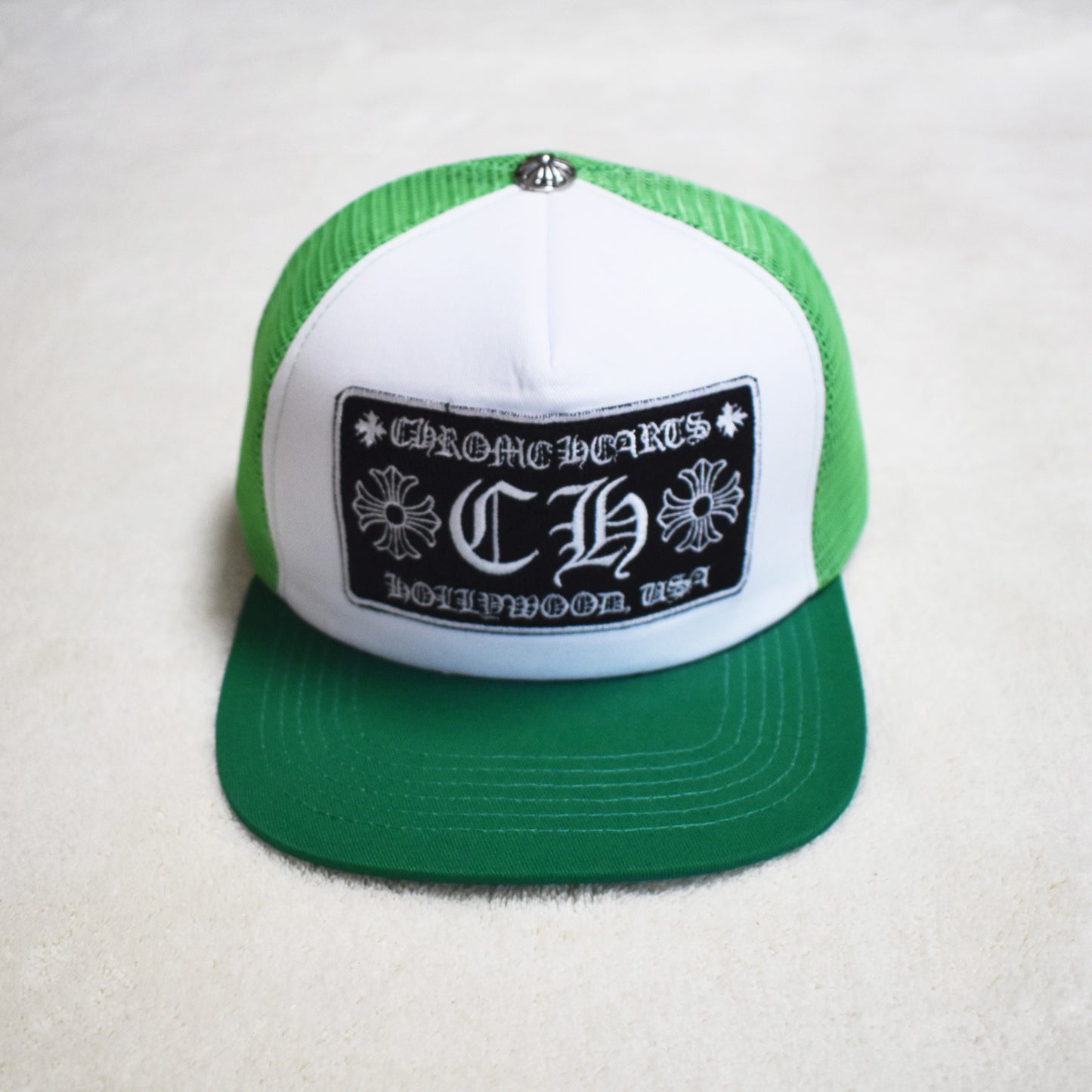 Hollywood Fashion Brand CHROME Chrome Silver Heart Cross Badge Wide Brim Sun Hat for Men and Women