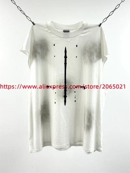 Washed Saint Punk art limited edition BOX TEE Hand Worn Vest T-Shirts Men Women High Quality T Shirt