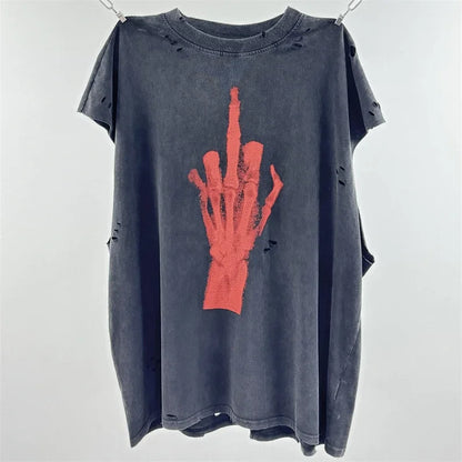 Washed Saint Punk art limited edition BOX TEE Hand Worn Vest T-Shirts Men Women High Quality T Shirt