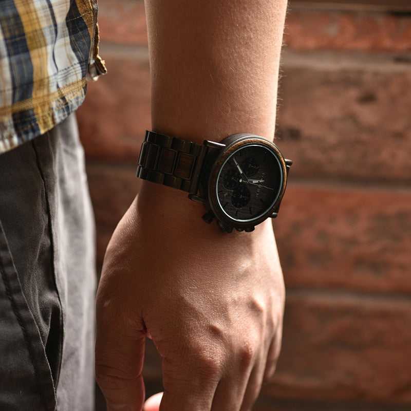 Wooden Chronograph Watch Men's Luxury Style