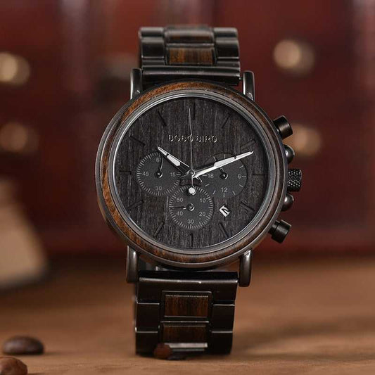 Wooden Chronograph Watch Men's Luxury Style