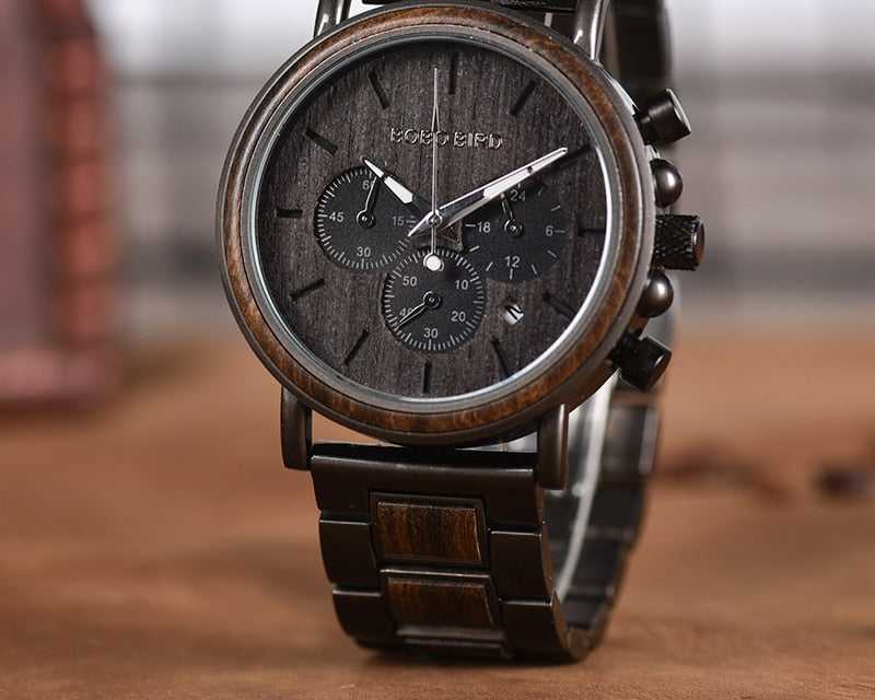 Wooden Chronograph Watch Men's Luxury Style