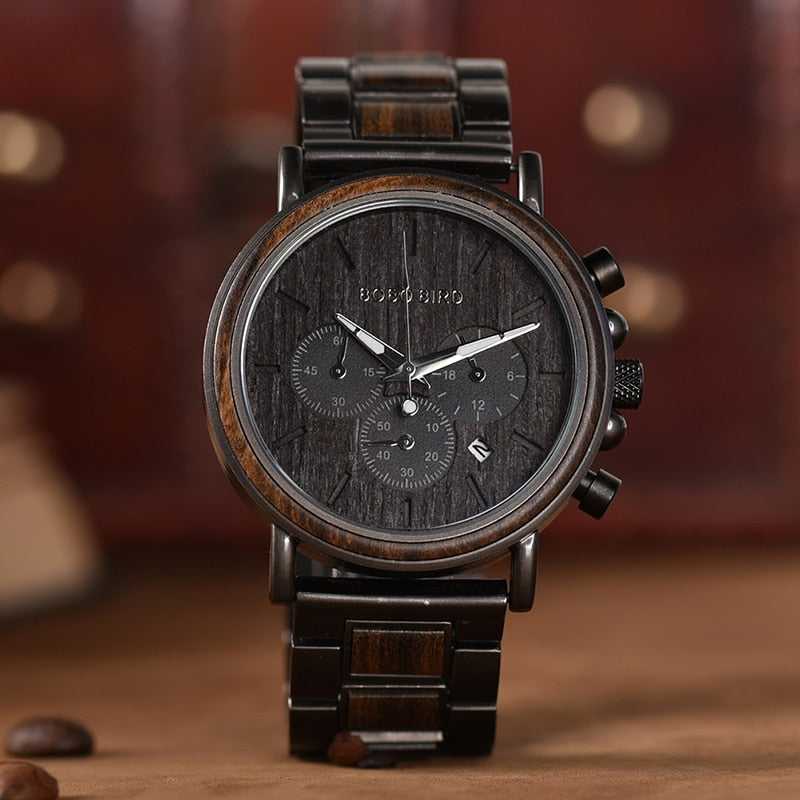 Wooden Chronograph Watch Men's Luxury Style