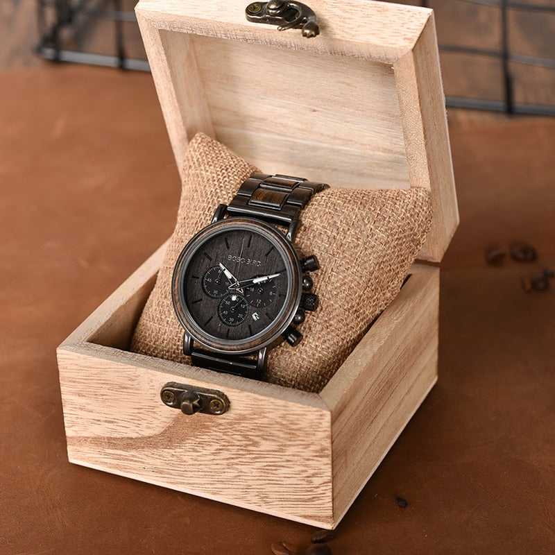 Wooden Chronograph Watch Men's Luxury Style