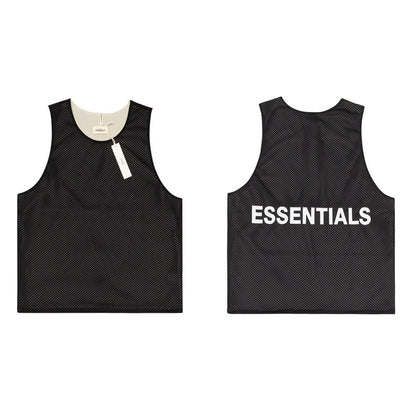 FEAR OF GOD FOG ESSENTIALS Double Line Mesh Sleeveless Vest, Trendy Mens Internet Celebrity, Same Style As High Street Trend