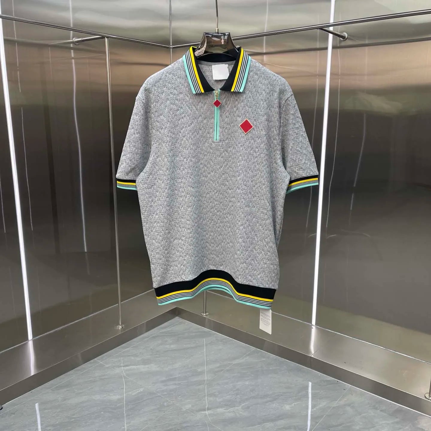 2026 High Quality Casinoblank Red Sign Embroidery Women Men Turn Down Collar T shirts tees Loose Fit Men Summer Knitted T shirt
