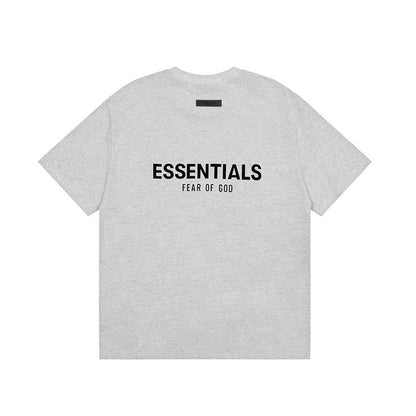 FOG Double Thread ESSENTIALS Fashion Brand Season 8 Flocking Print Couple Summer Loose Boyfriend Style Short Sleeve T shirt