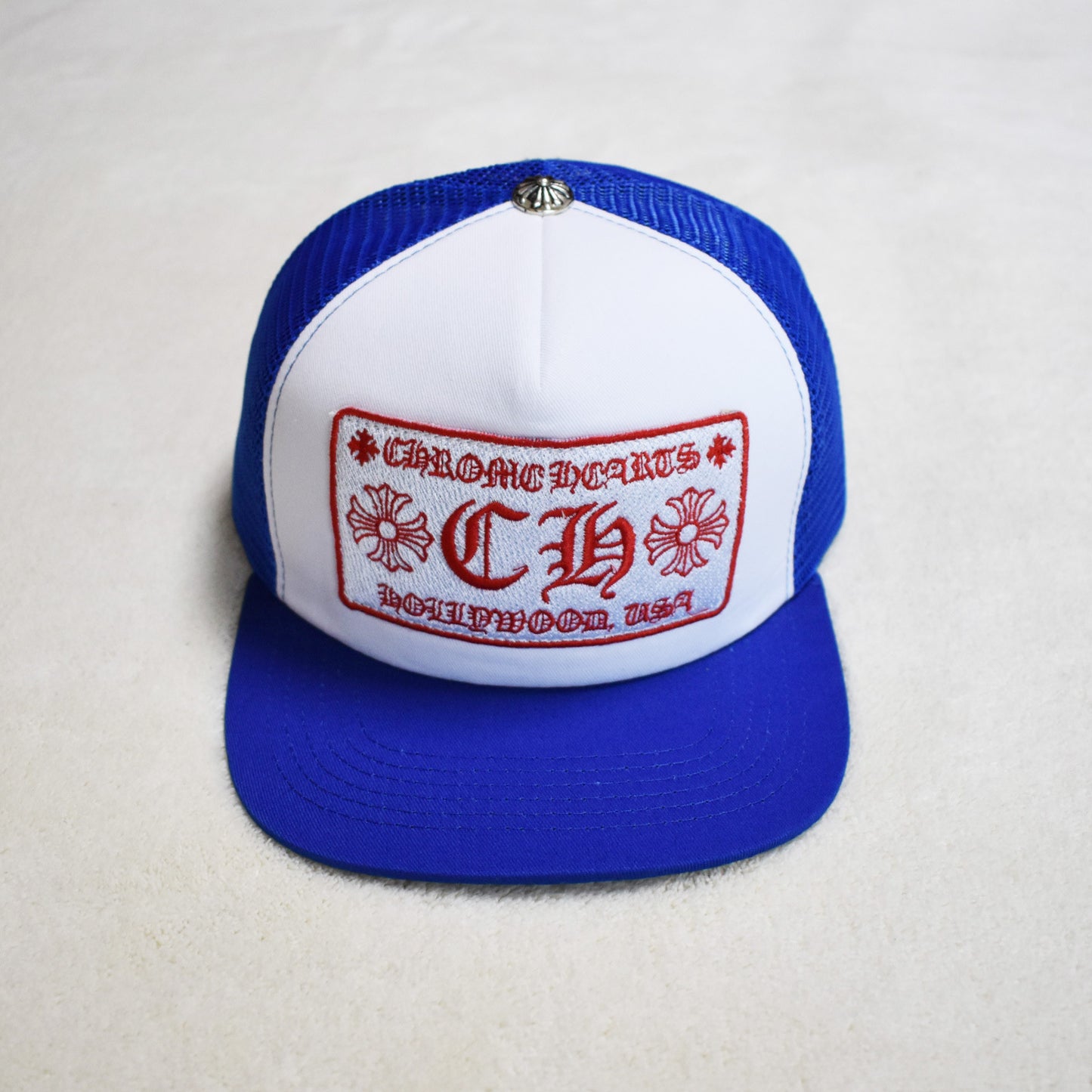 Hollywood Fashion Brand CHROME Chrome Silver Heart Cross Badge Wide Brim Sun Hat for Men and Women