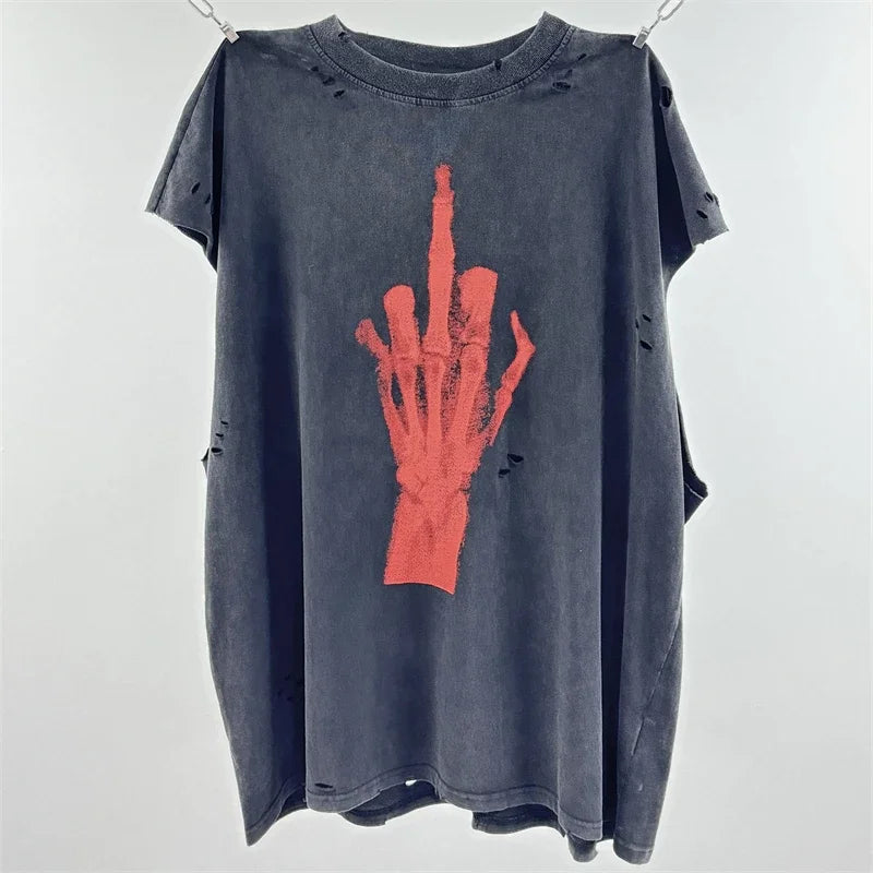 Washed Saint Punk art limited edition BOX TEE Hand Worn Vest T-Shirts Men Women High Quality T Shirt