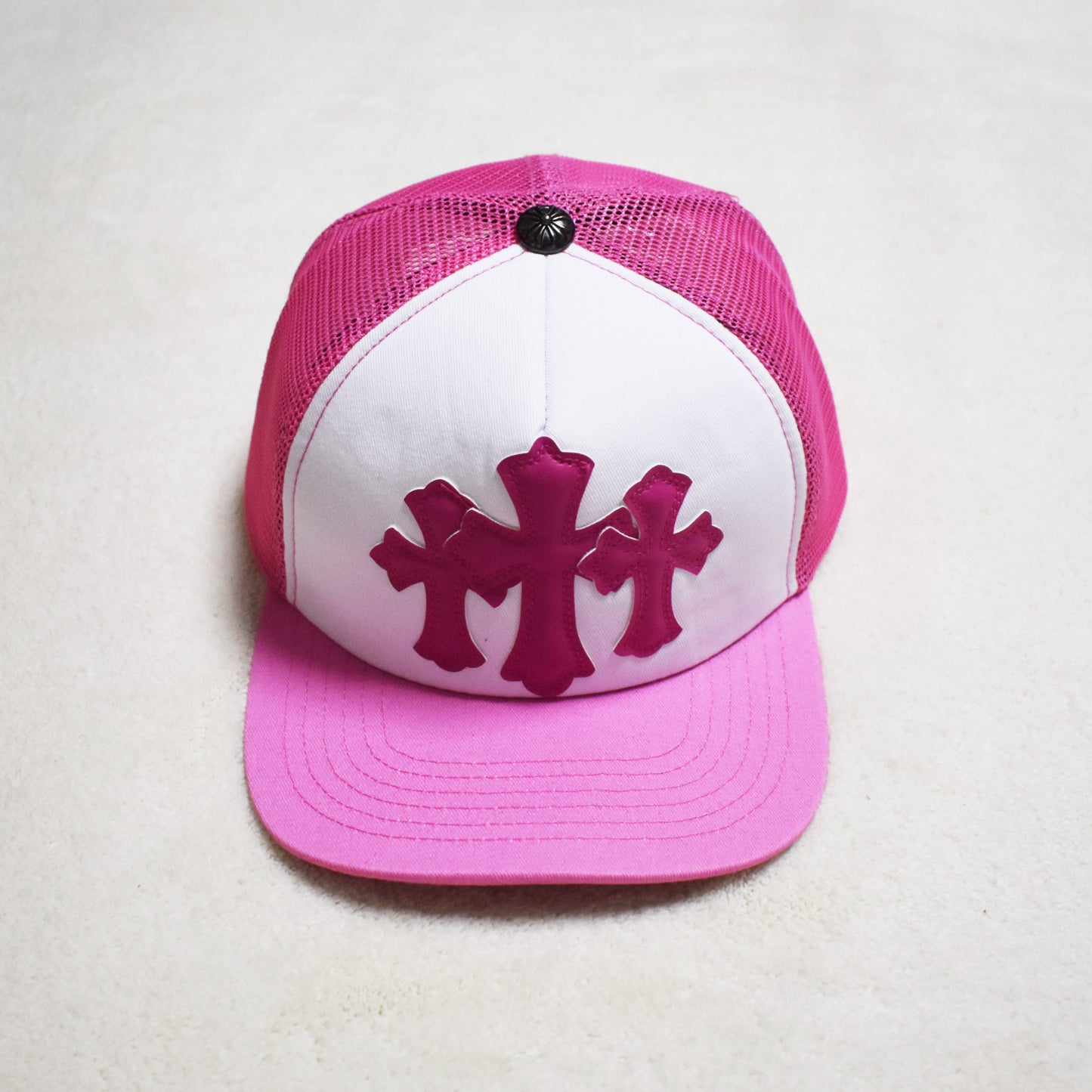 Hollywood Fashion Brand CHROME Chrome Silver Heart Cross Badge Wide Brim Sun Hat for Men and Women