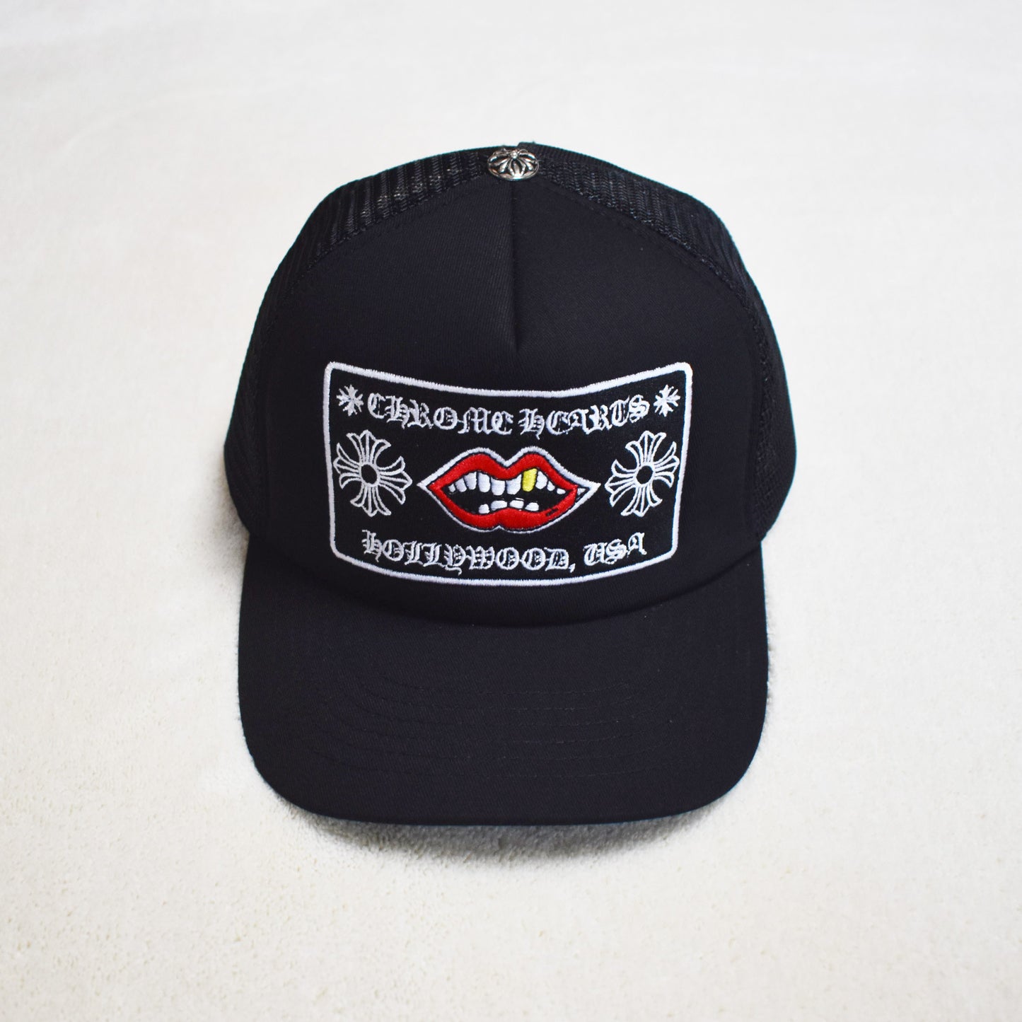 Hollywood Fashion Brand CHROME Chrome Silver Heart Cross Badge Wide Brim Sun Hat for Men and Women