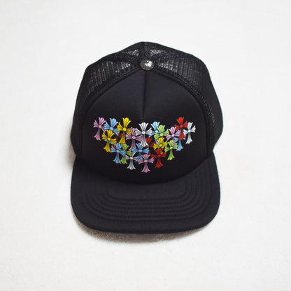 Hollywood Fashion Brand CHROME Chrome Silver Heart Cross Badge Wide Brim Sun Hat for Men and Women