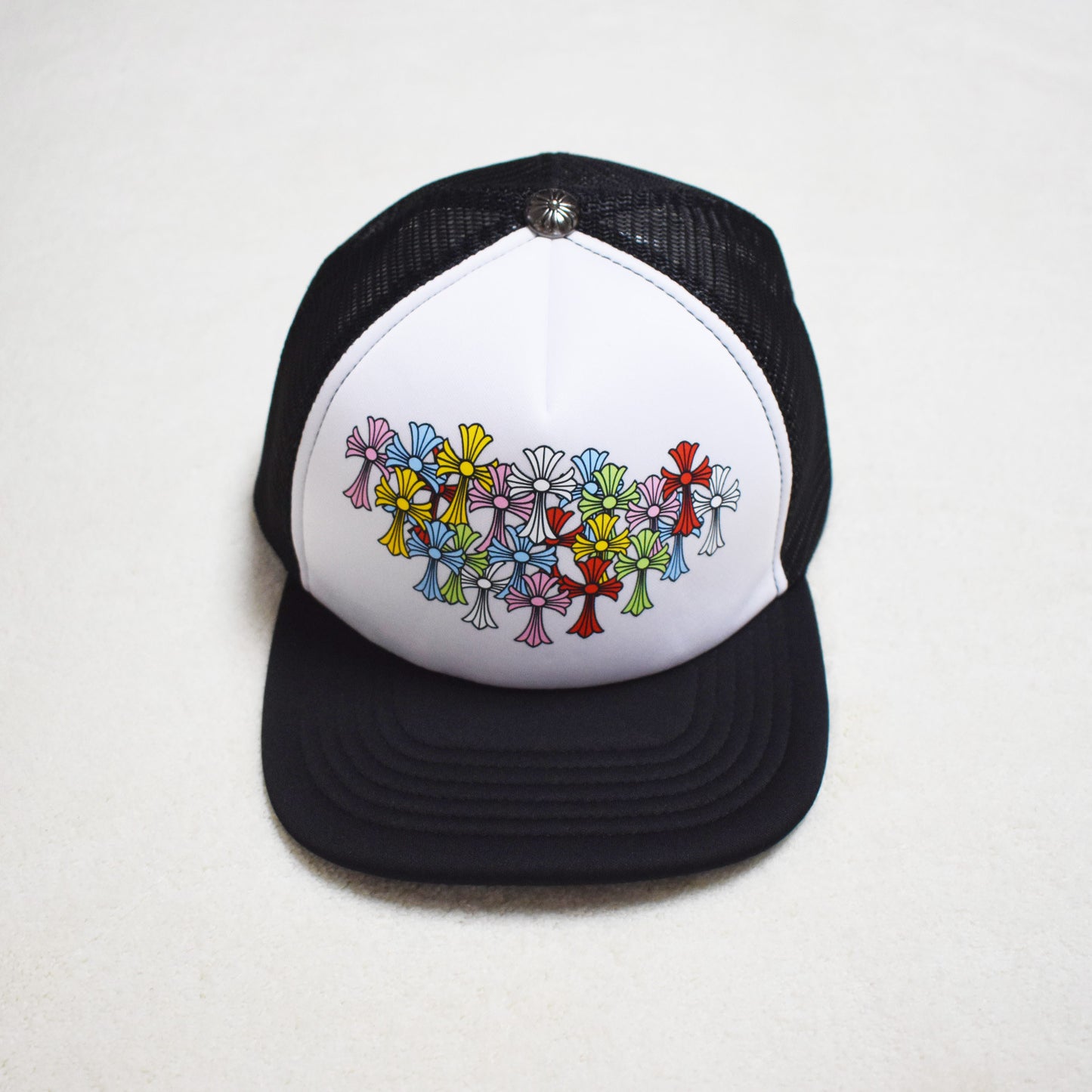 Hollywood Fashion Brand CHROME Chrome Silver Heart Cross Badge Wide Brim Sun Hat for Men and Women