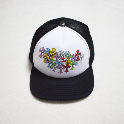 Hollywood Fashion Brand CHROME Chrome Silver Heart Cross Badge Wide Brim Sun Hat for Men and Women