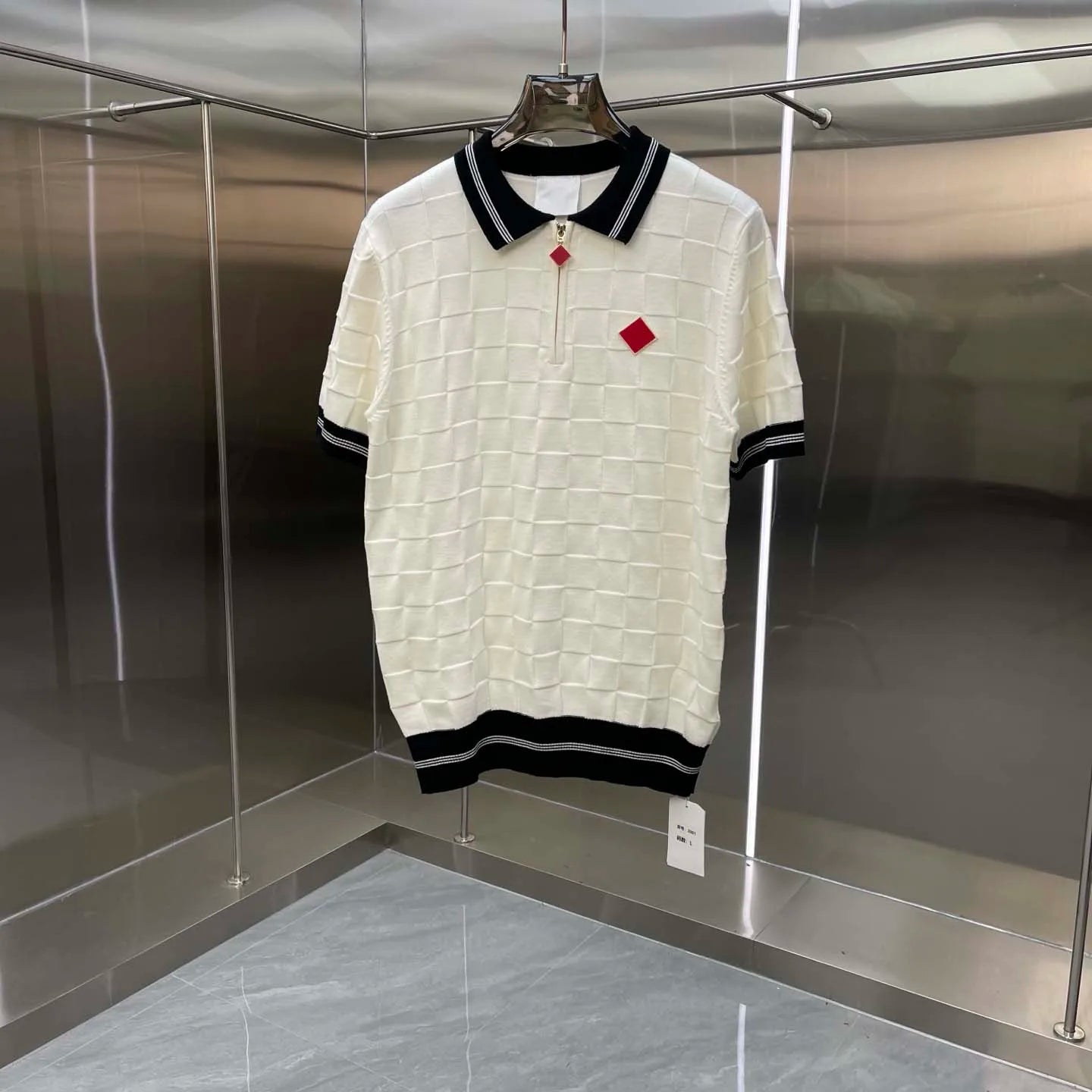 2026 High Quality Casinoblank Red Sign Embroidery Women Men Turn Down Collar T shirts tees Loose Fit Men Summer Knitted T shirt