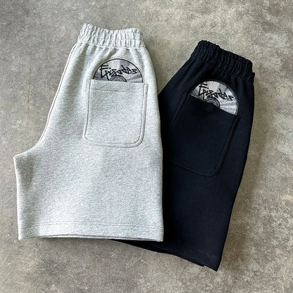 American Creative Pocket CD Pattern Cartoon Embroidery Fashion Loose Straight Shorts Summer Y2K Casual Hip Hop High Street Pants