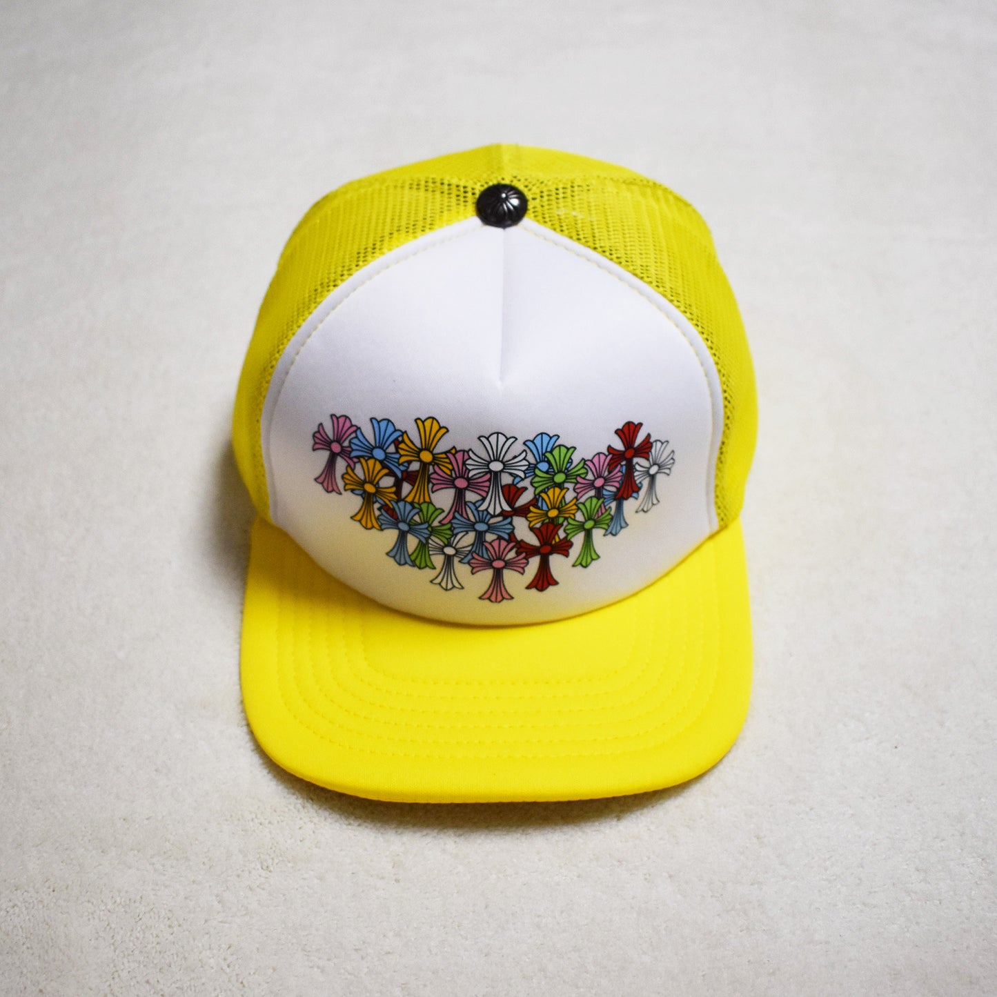 Hollywood Fashion Brand CHROME Chrome Silver Heart Cross Badge Wide Brim Sun Hat for Men and Women