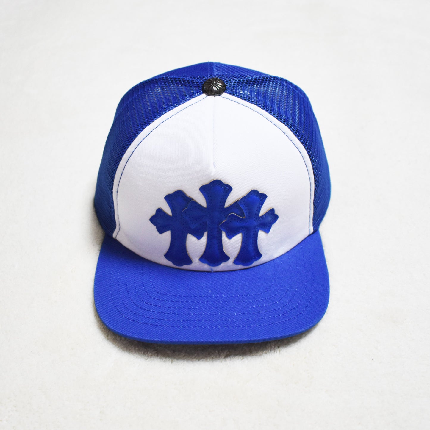 Hollywood Fashion Brand CHROME Chrome Silver Heart Cross Badge Wide Brim Sun Hat for Men and Women