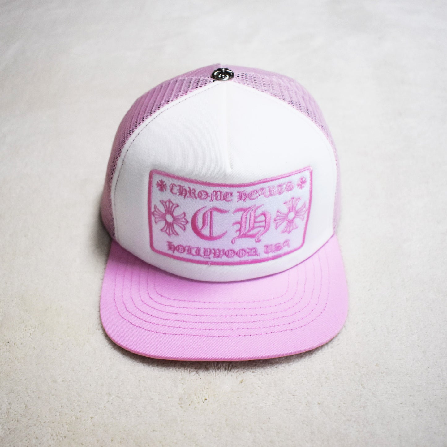 Hollywood Fashion Brand CHROME Chrome Silver Heart Cross Badge Wide Brim Sun Hat for Men and Women