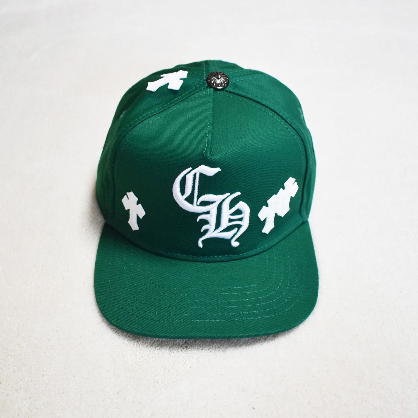 Hollywood Fashion Brand CHROME Chrome Silver Heart Cross Badge Wide Brim Sun Hat for Men and Women