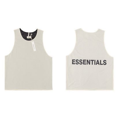 FEAR OF GOD FOG ESSENTIALS Double Line Mesh Sleeveless Vest, Trendy Mens Internet Celebrity, Same Style As High Street Trend