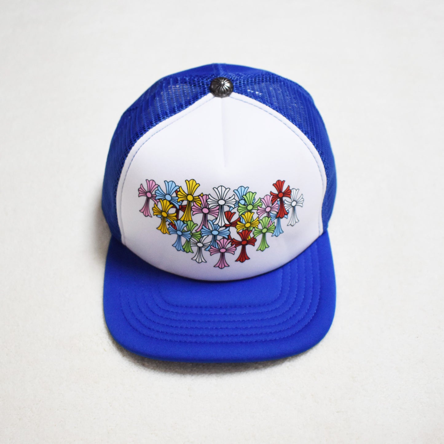 Hollywood Fashion Brand CHROME Chrome Silver Heart Cross Badge Wide Brim Sun Hat for Men and Women