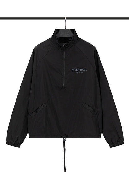 FOG Double Thread ESSENTIALS Half Zip Mens Trendy American INS Jacket Coat Windbreaker Spring and Autumn