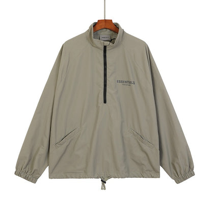 FOG Double Thread ESSENTIALS Half Zip Mens Trendy American INS Jacket Coat Windbreaker Spring and Autumn