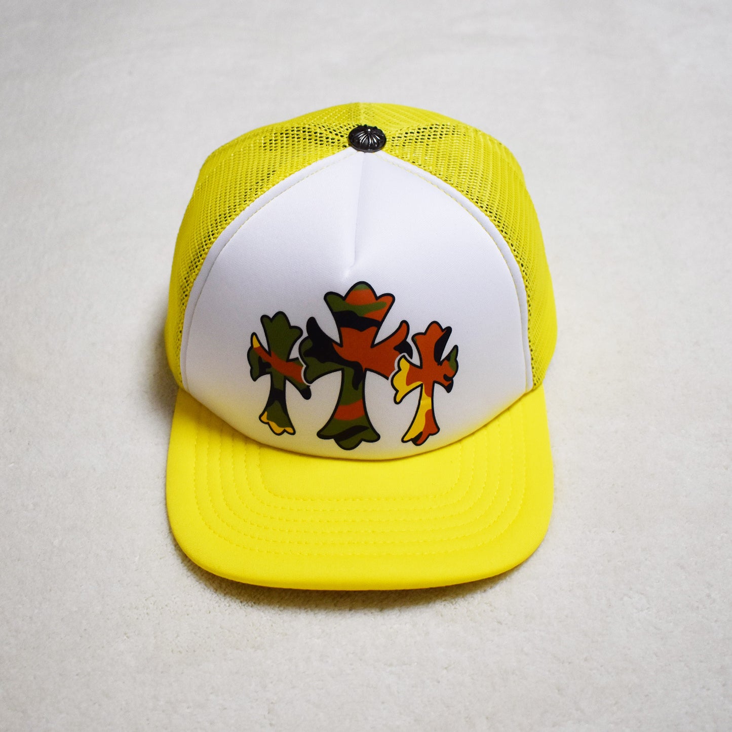 Hollywood Fashion Brand CHROME Chrome Silver Heart Cross Badge Wide Brim Sun Hat for Men and Women