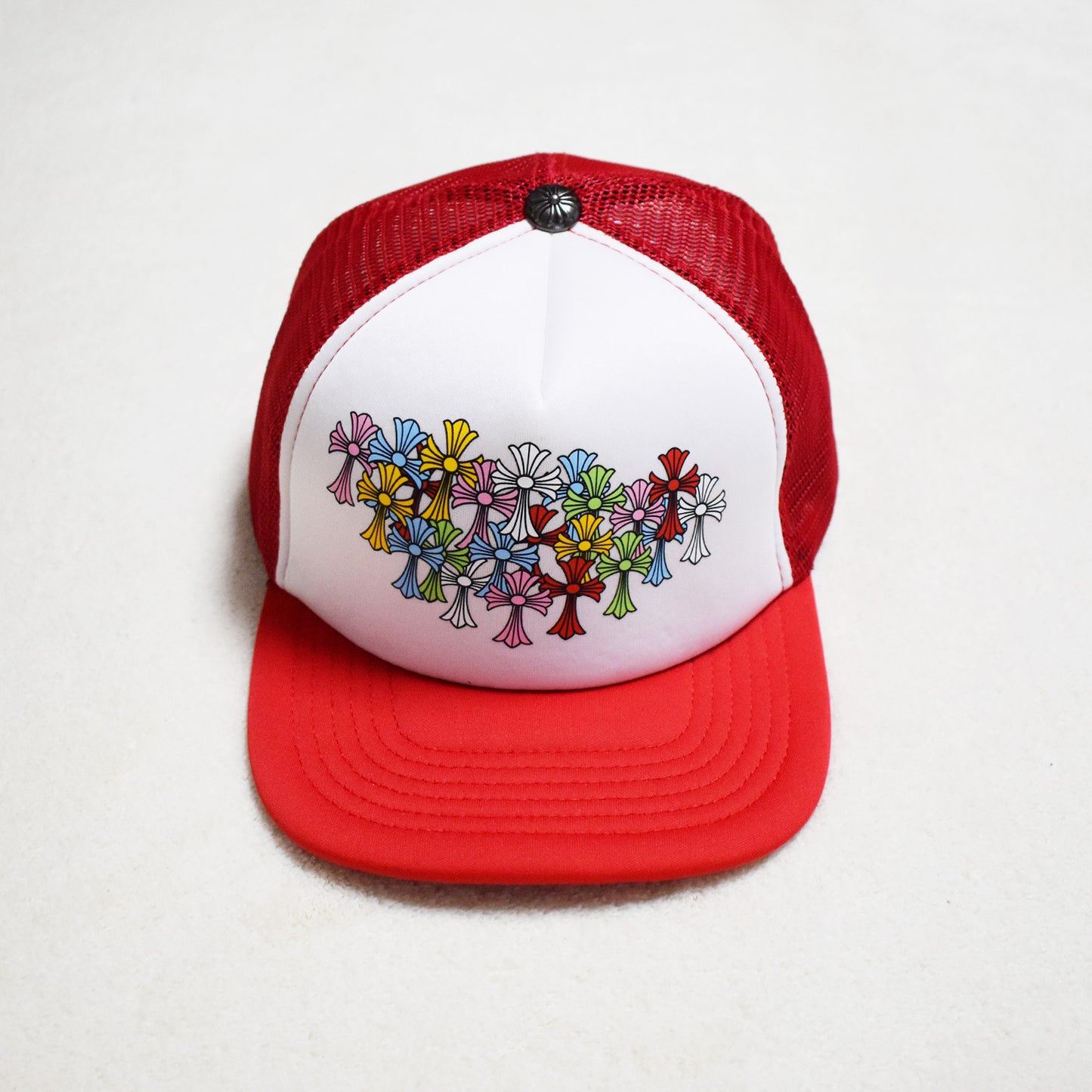 Hollywood Fashion Brand CHROME Chrome Silver Heart Cross Badge Wide Brim Sun Hat for Men and Women