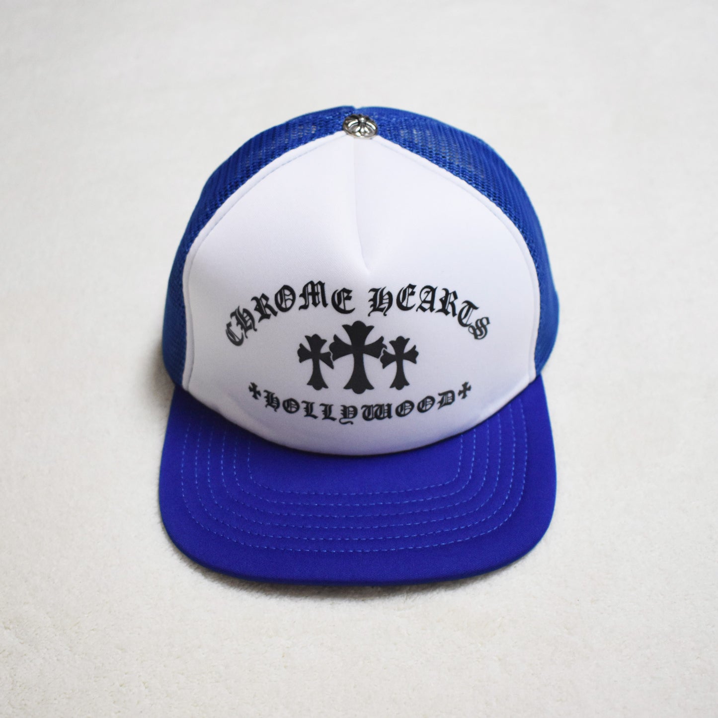 Hollywood Fashion Brand CHROME Chrome Silver Heart Cross Badge Wide Brim Sun Hat for Men and Women