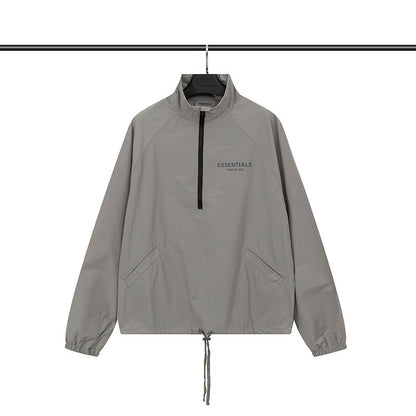 FOG Double Thread ESSENTIALS Half Zip Mens Trendy American INS Jacket Coat Windbreaker Spring and Autumn