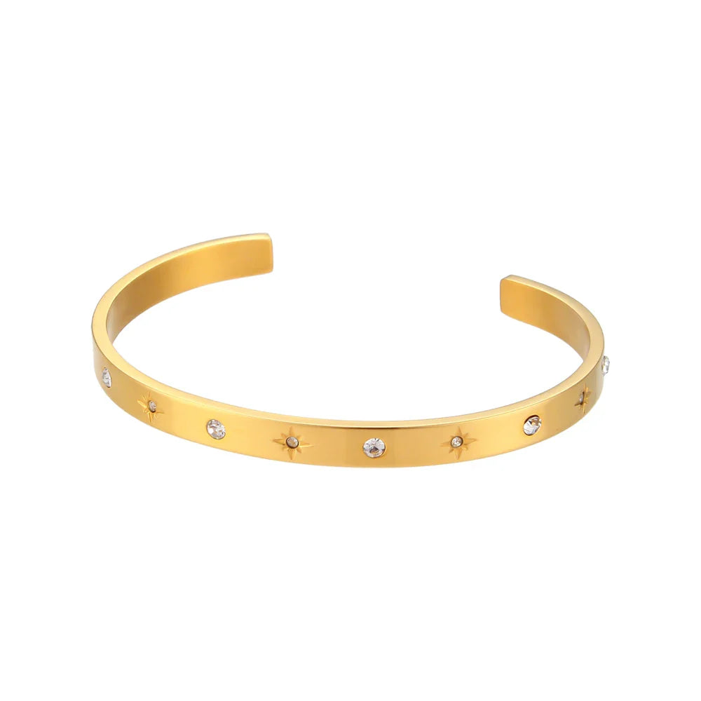 18K Gold Plated Star Cuff Bangle Bracelets