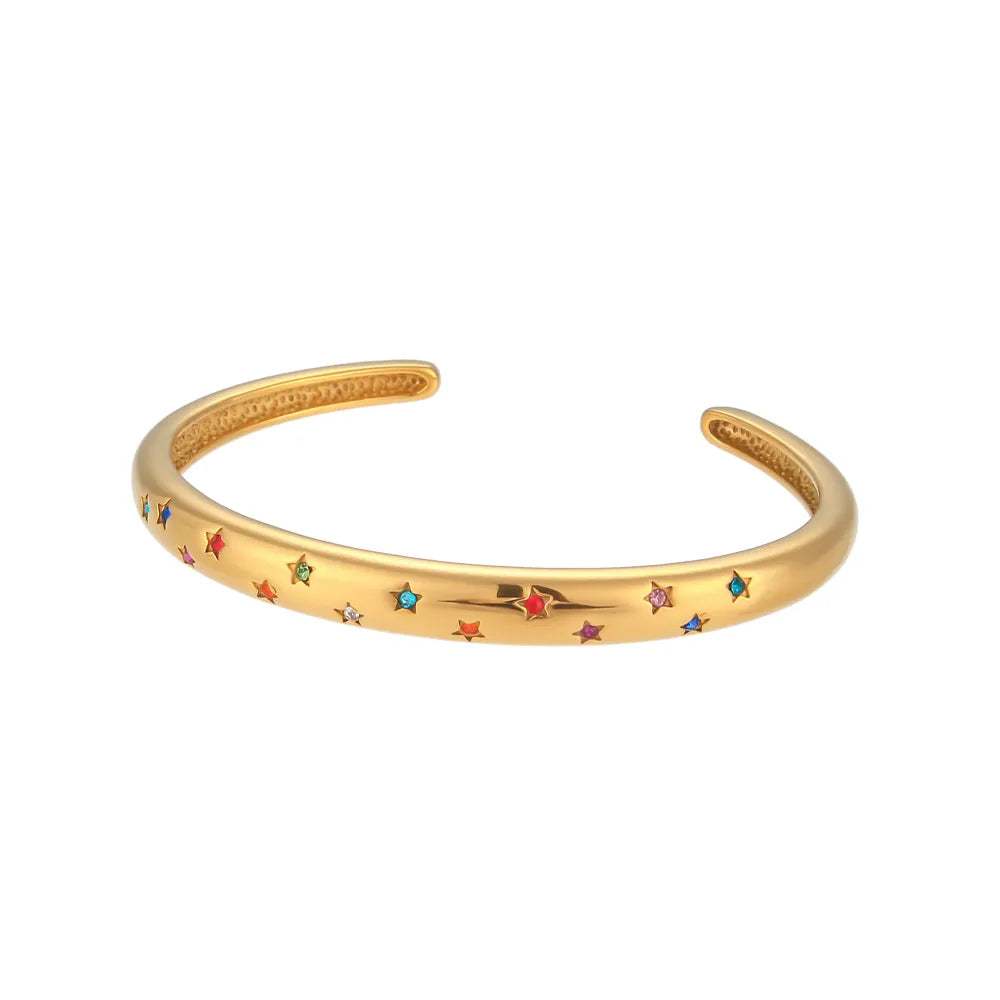 18K Gold Plated Star Cuff Bangle Bracelets
