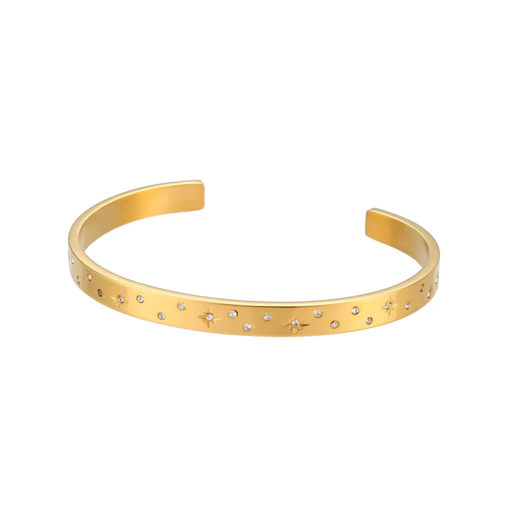 18K Gold Plated Star Cuff Bangle Bracelets