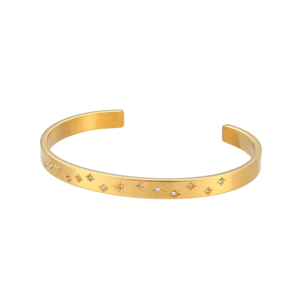 18K Gold Plated Star Cuff Bangle Bracelets