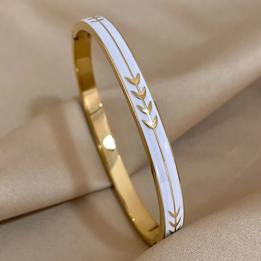 White Enamel Arrow Bracelet - Gold or Silver