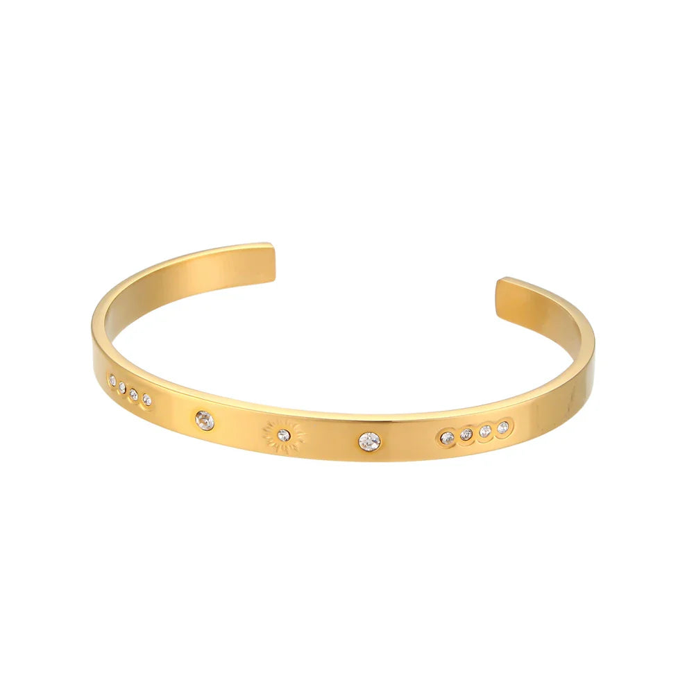 18K Gold Plated Star Cuff Bangle Bracelets