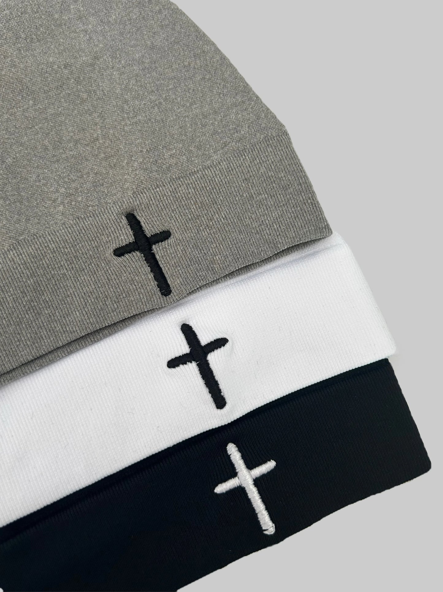 Cross Embroidered Skull Cap Thin Beanie Soft Breathable Stretch Hat for Men Women Casual Streetwear Travel Outdoor All Season