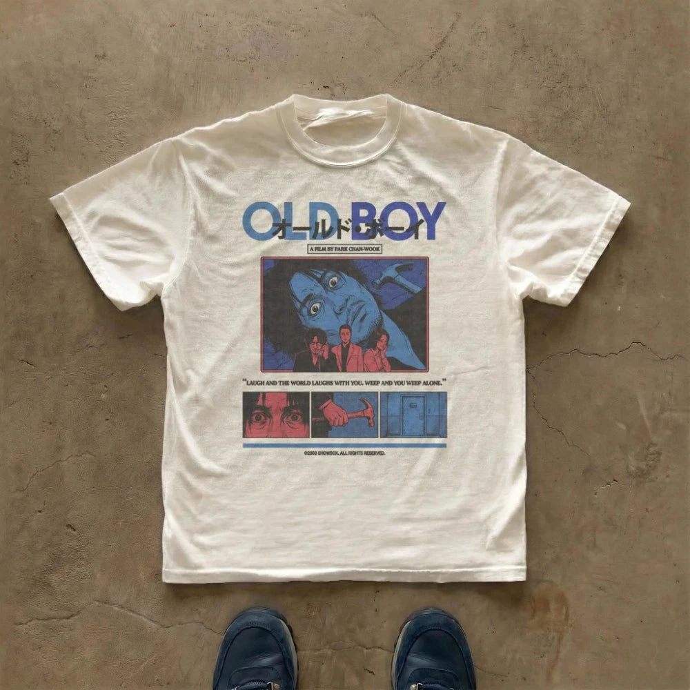 Oldboy Movie Shirt Vintage 2003 Film Poster Tee Manga Aesthetic Streetwear Clothing Graphic Short Sleeve Shirt Unisex Men Women