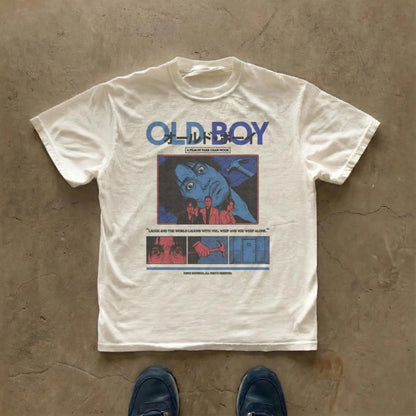 Oldboy Movie Shirt Vintage 2003 Film Poster Tee Manga Aesthetic Streetwear Clothing Graphic Short Sleeve Shirt Unisex Men Women