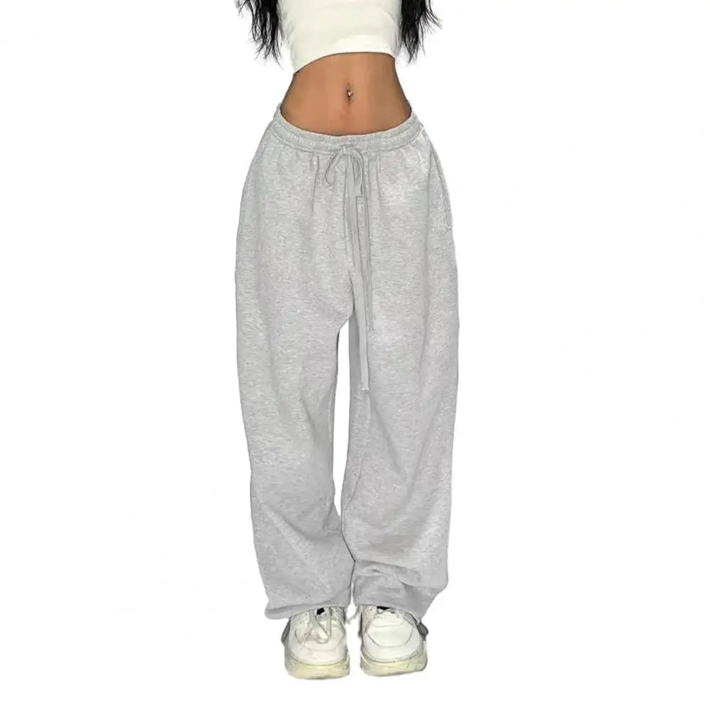 Casual Solid Sweatpants For Women High Waist Lace Up Loose Joggers Pant Classic Baggy Streetwear Female Sport Dance Trouser Y2K