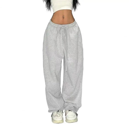 Casual Solid Sweatpants For Women High Waist Lace Up Loose Joggers Pant Classic Baggy Streetwear Female Sport Dance Trouser Y2K