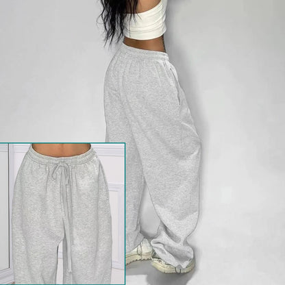 Casual Solid Sweatpants For Women High Waist Lace Up Loose Joggers Pant Classic Baggy Streetwear Female Sport Dance Trouser Y2K