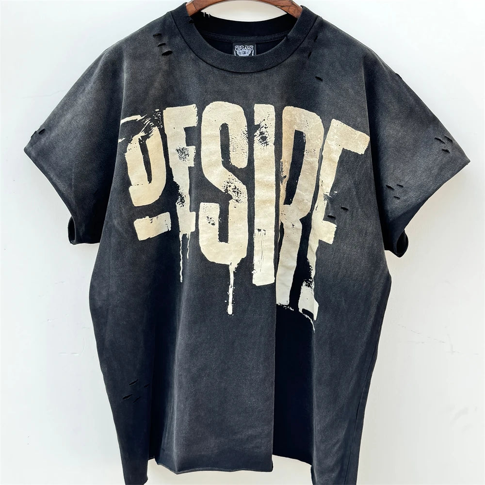 Washed Saint Punk art limited edition BOX TEE Hand Worn Vest T-Shirts Men Women High Quality T Shirt